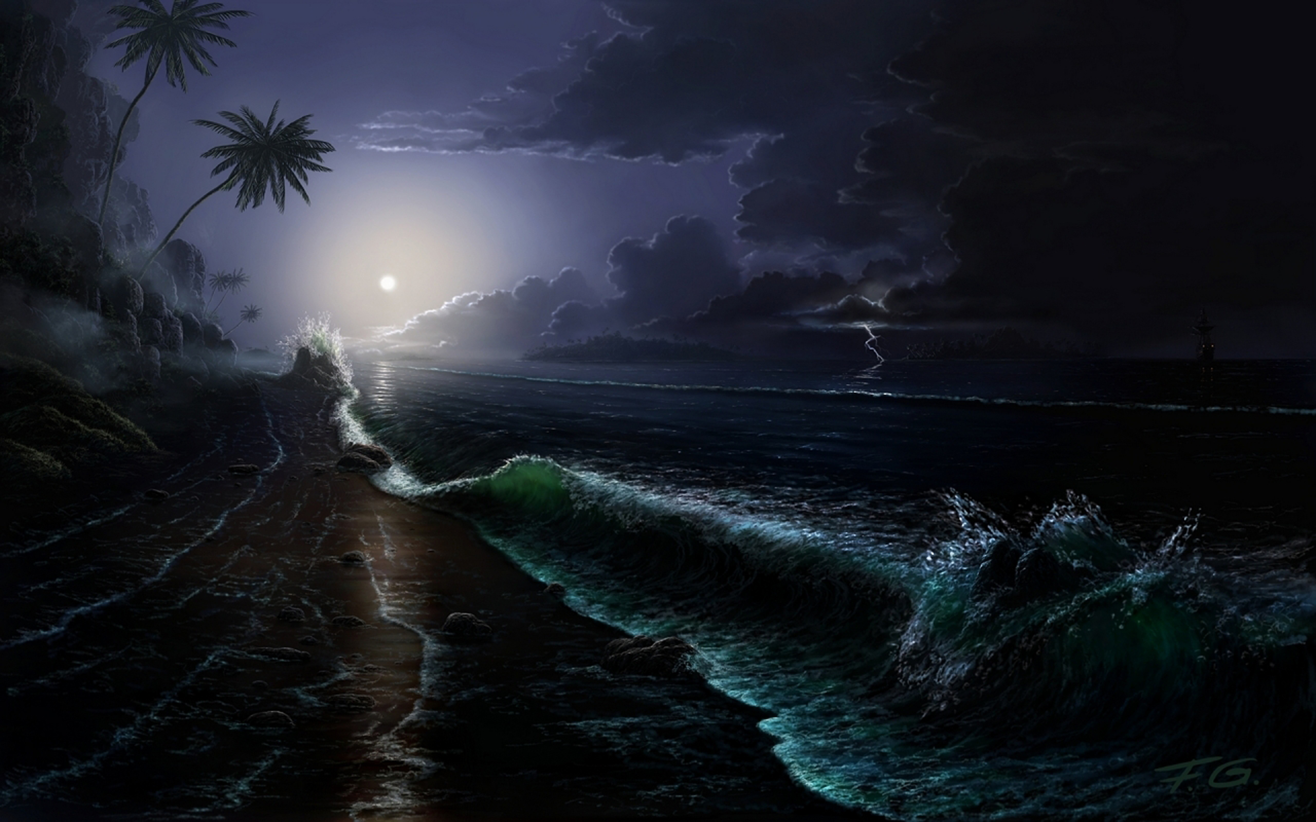 Далекий шторм. Ночной океан Лавкрафт. Ночное море. Ночь в море. Море фэнтези.