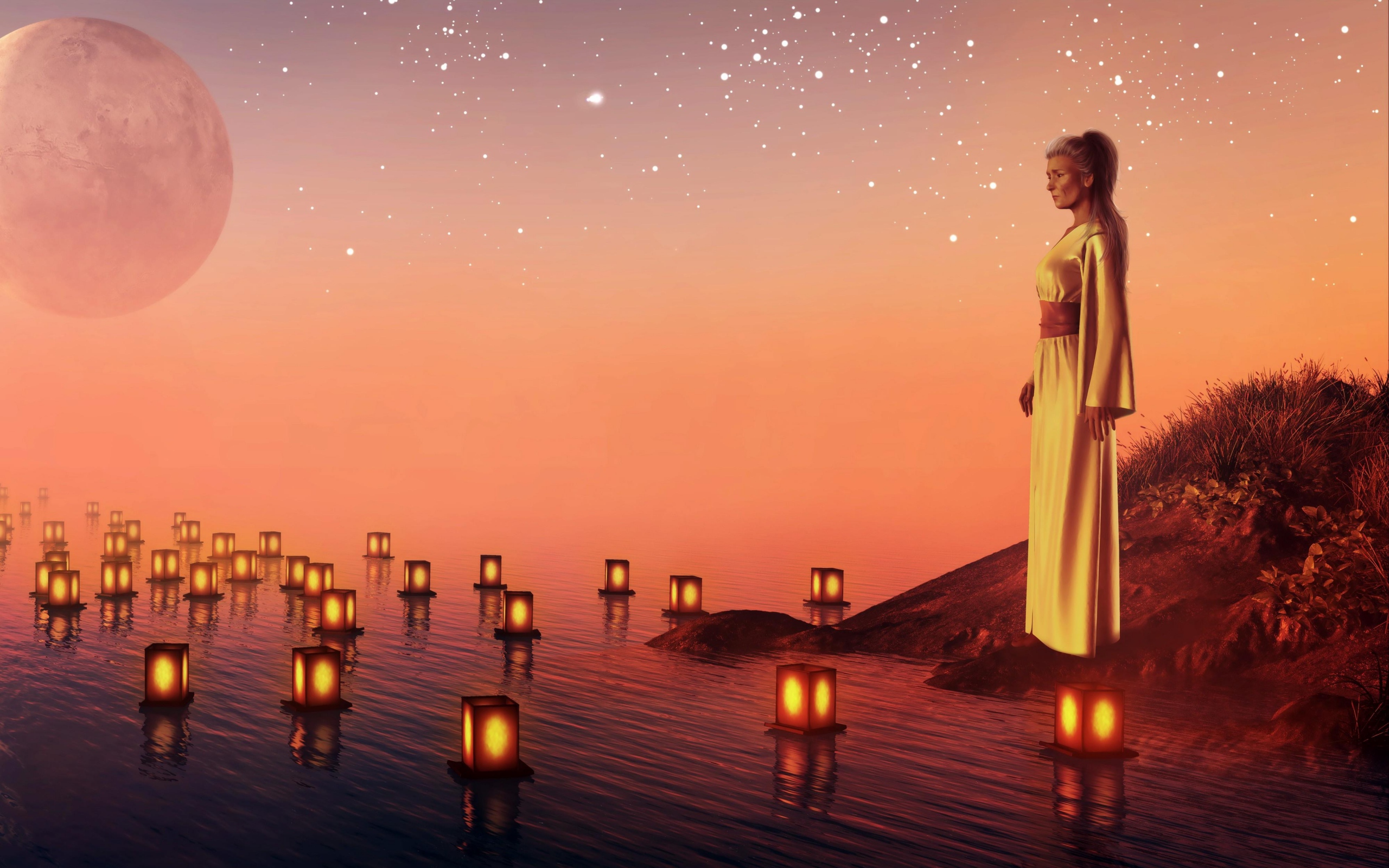 женщину, воду