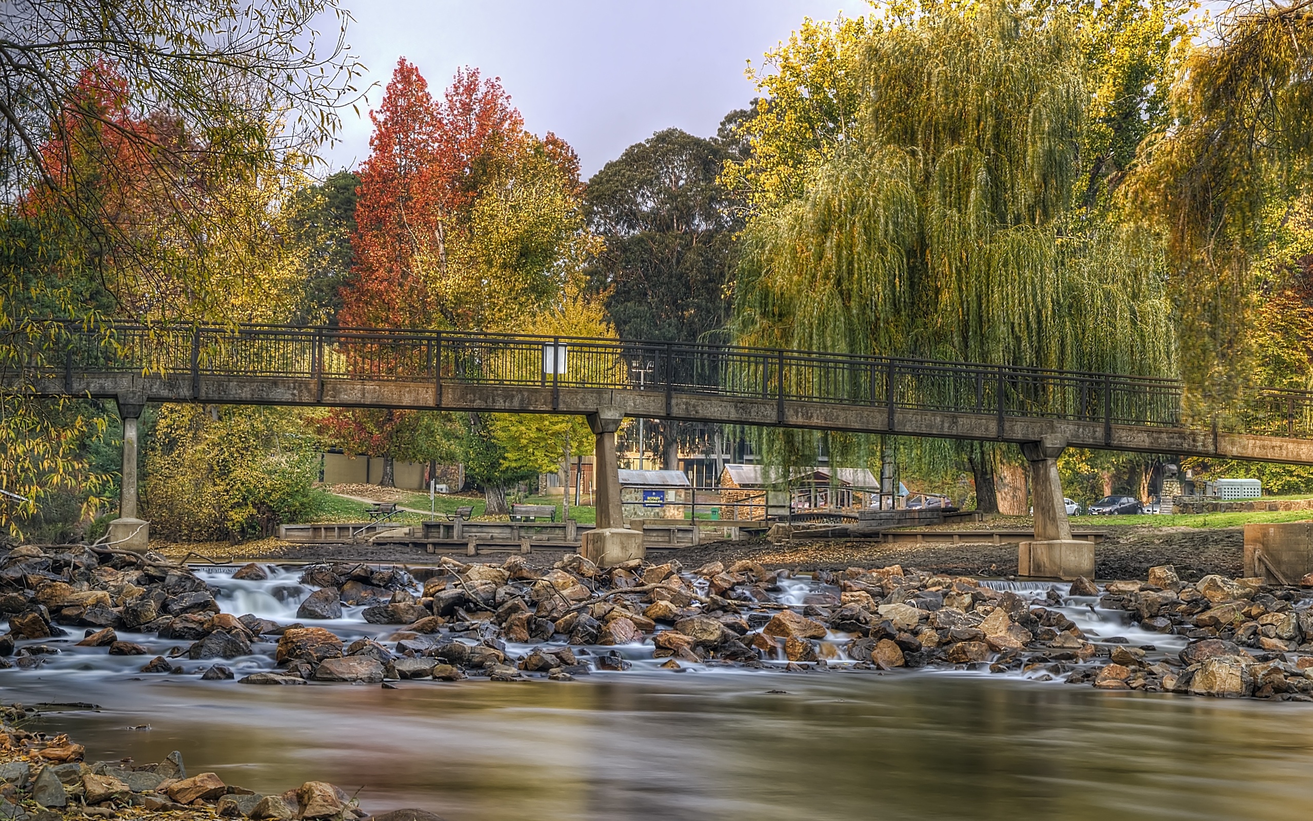 речка мост деревья осень без смс