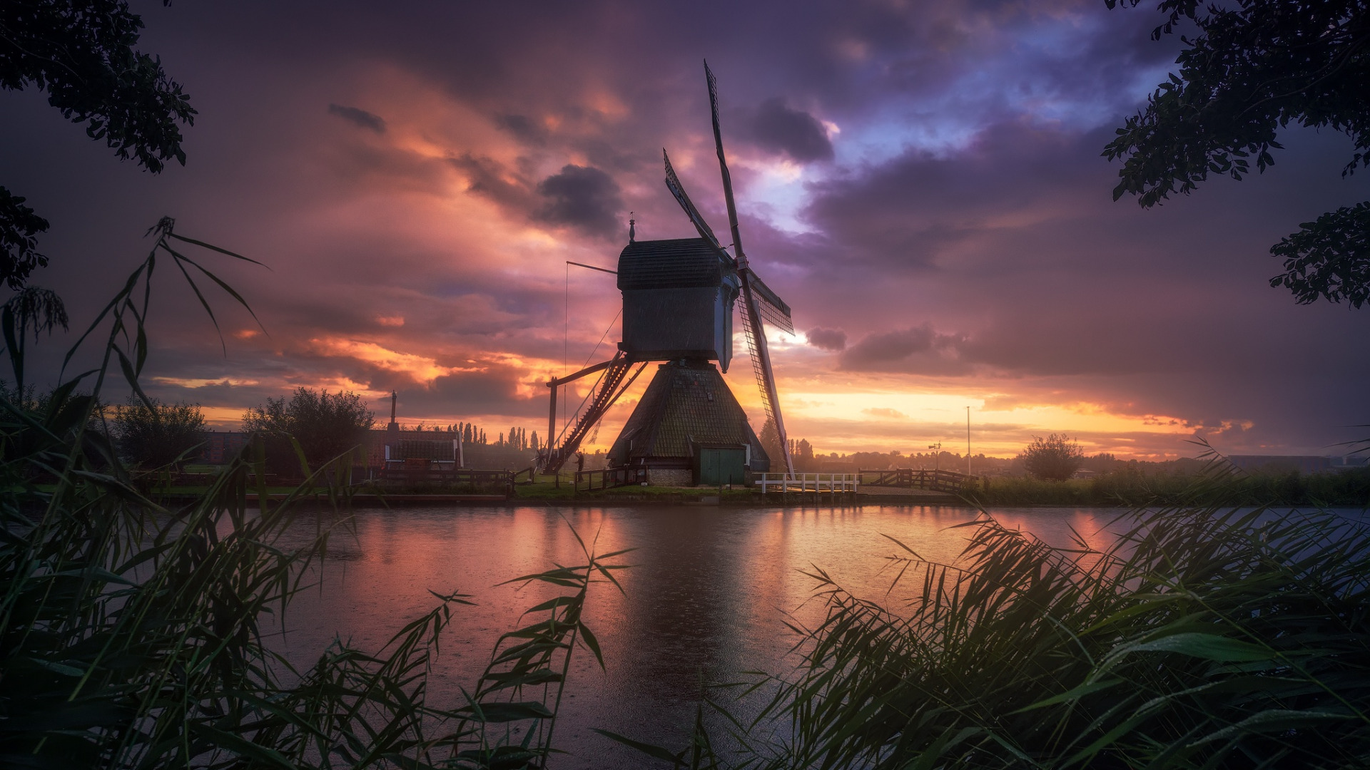 słońca, holandia, wiatrak