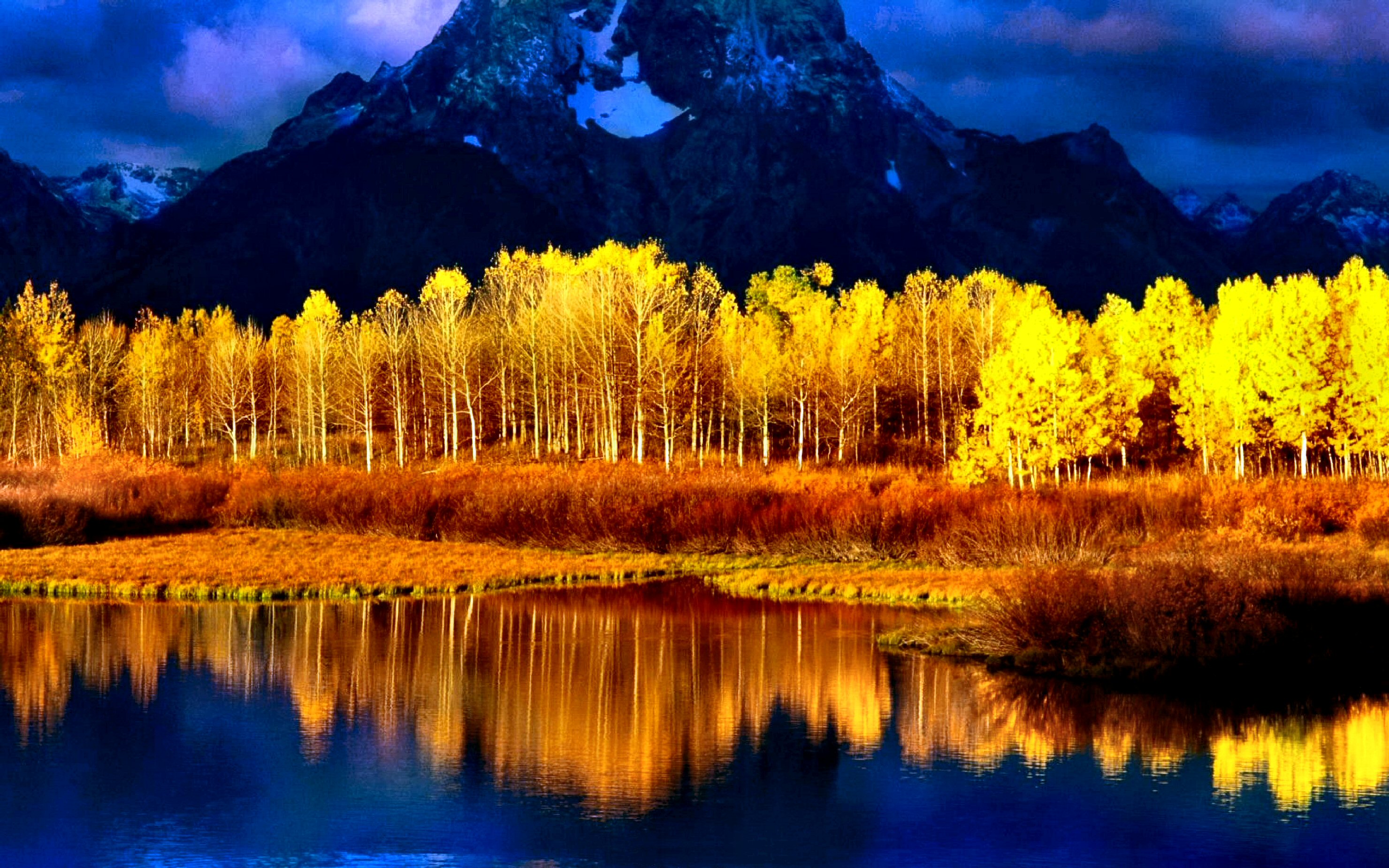 природа река отражение деревья осень бесплатно