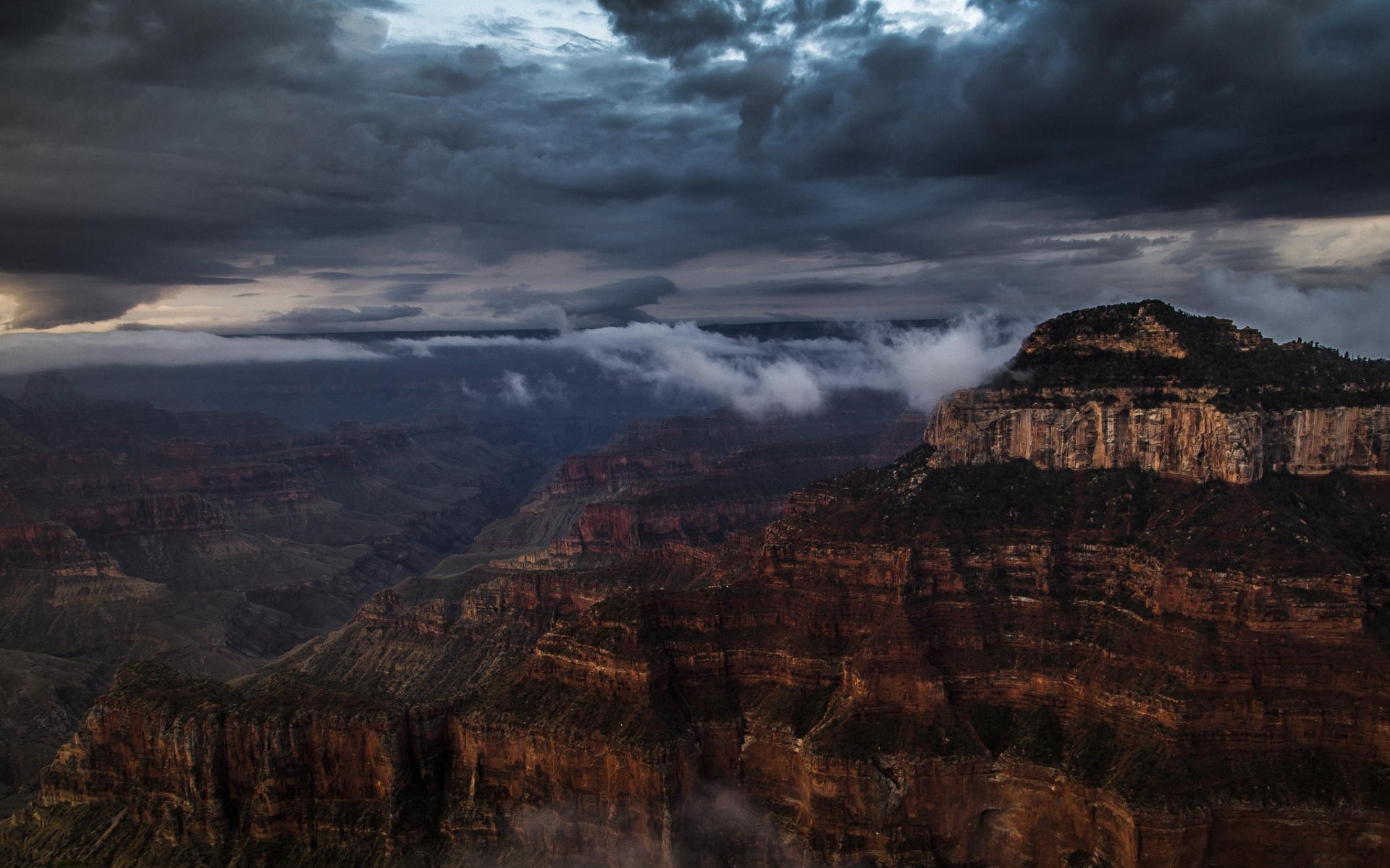 природа, тучи, горы