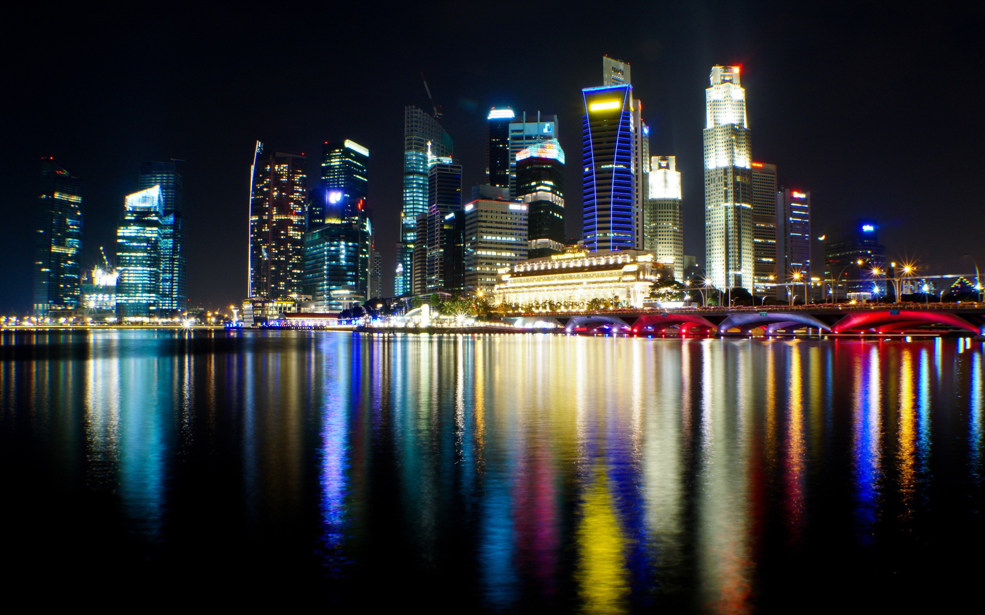 Сингапур салют ночь город архитектура бесплатно