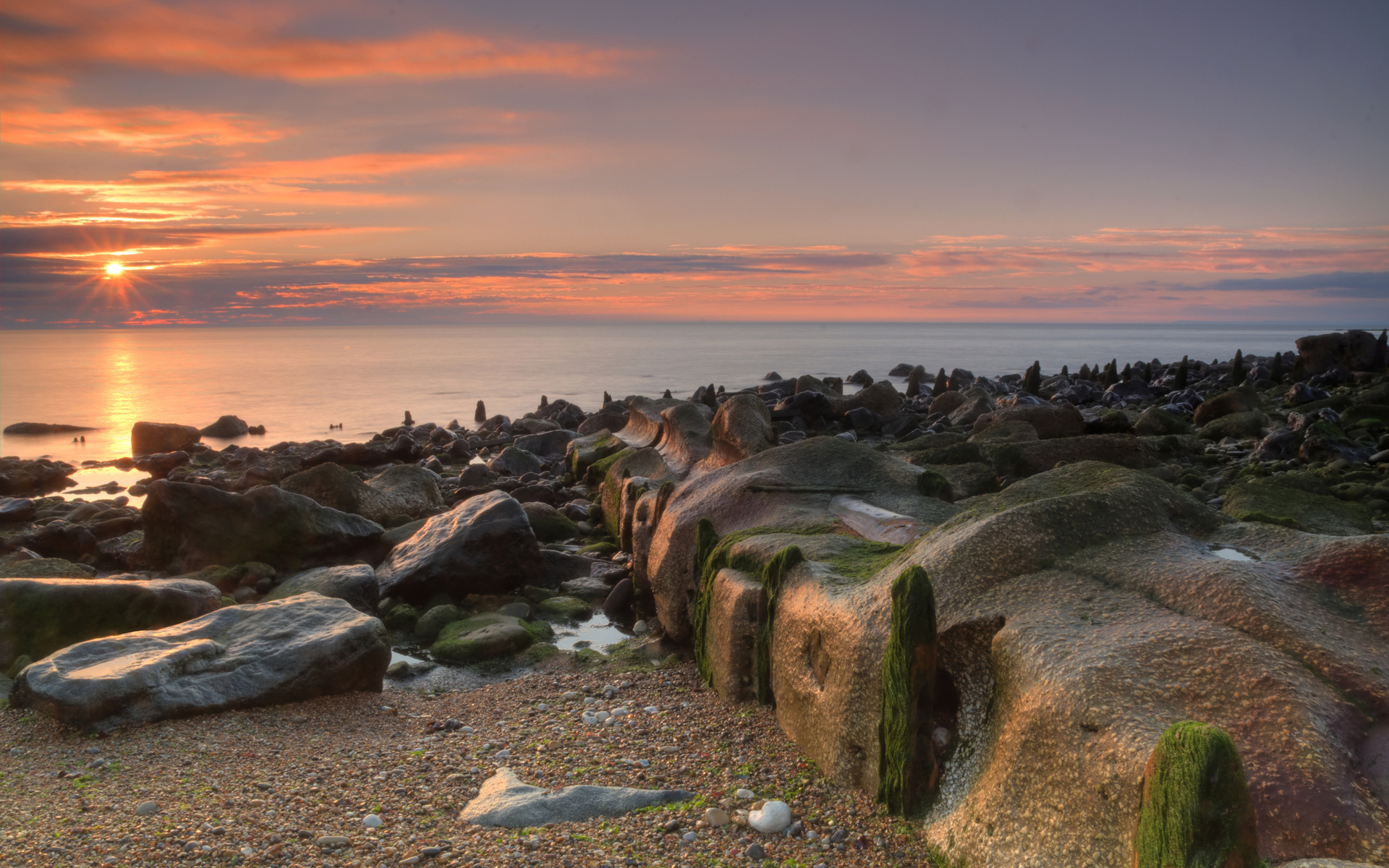 море, рассвет, солнце