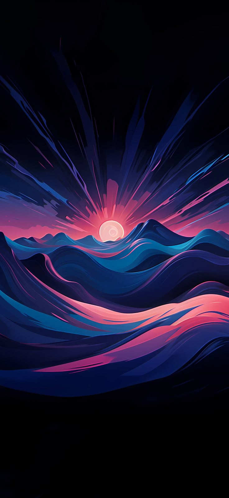 завершение картины заката над горным хребтом