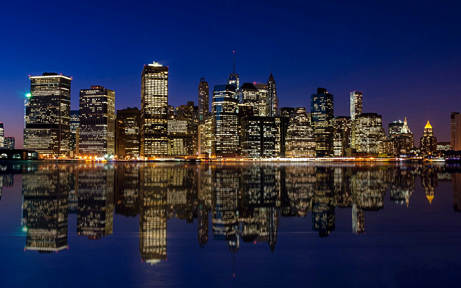 manhattan, skyline, ночь