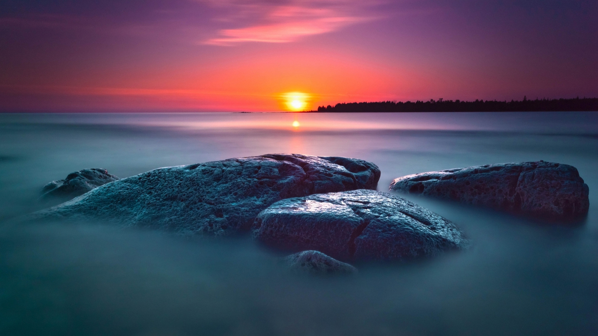 природа, закат, море