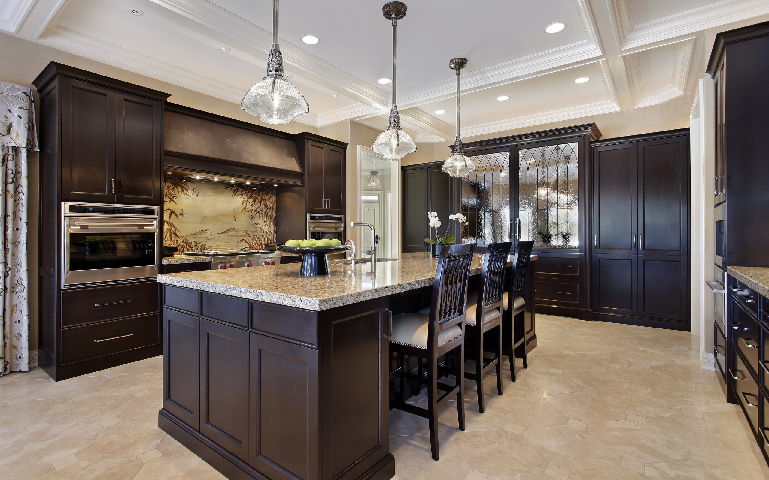 kitchen, dark, cabinets