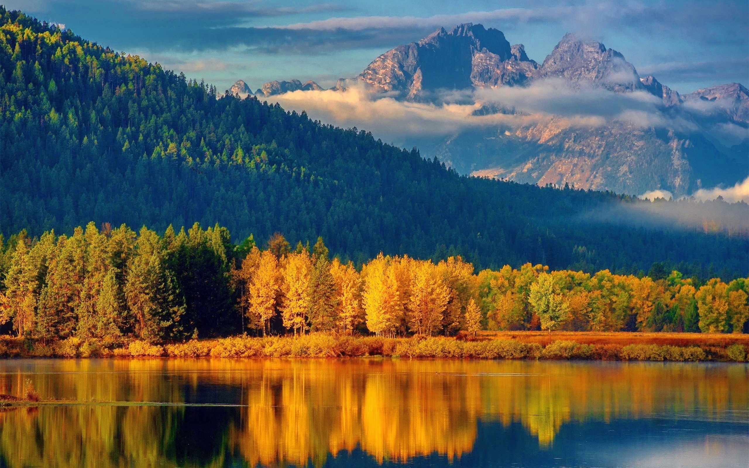 осень горы лес отражение autumn mountains forest reflection без смс