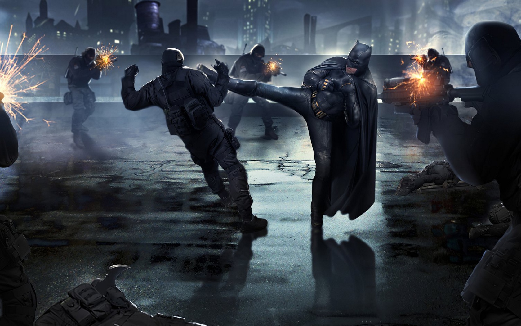 batman, фонарь, крыша