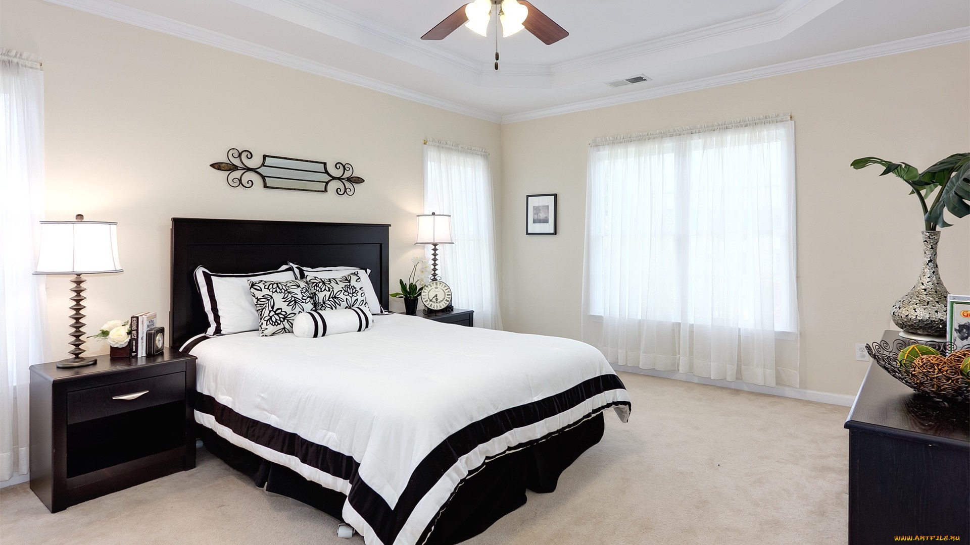 кровать, светлая, комната