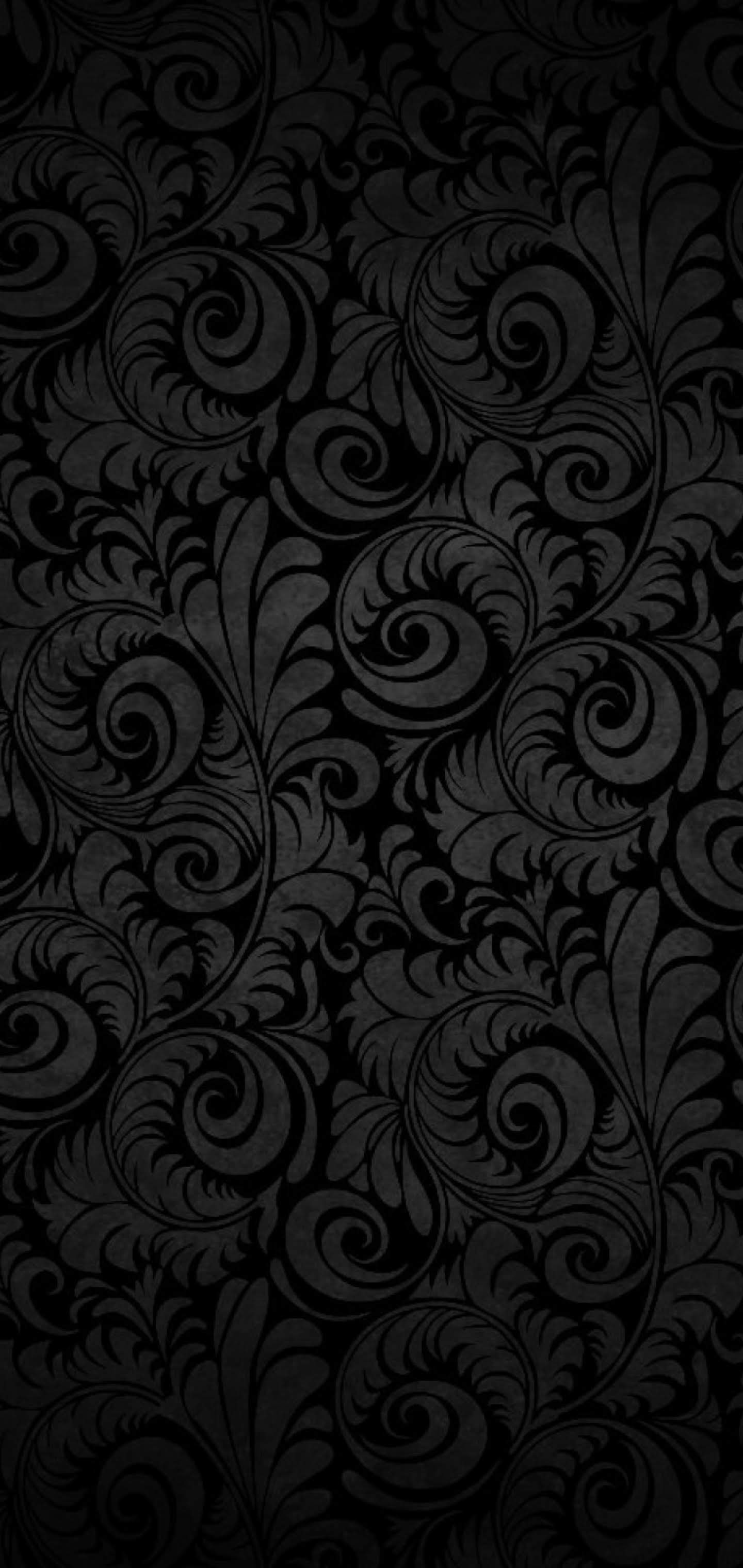 черно-белые цветочные обои с вихревым дизайном
