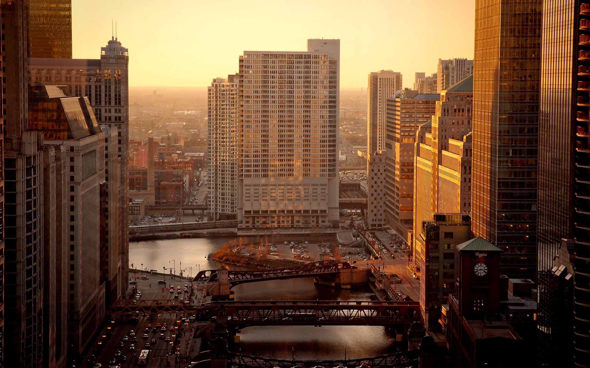 утро, chicago, город