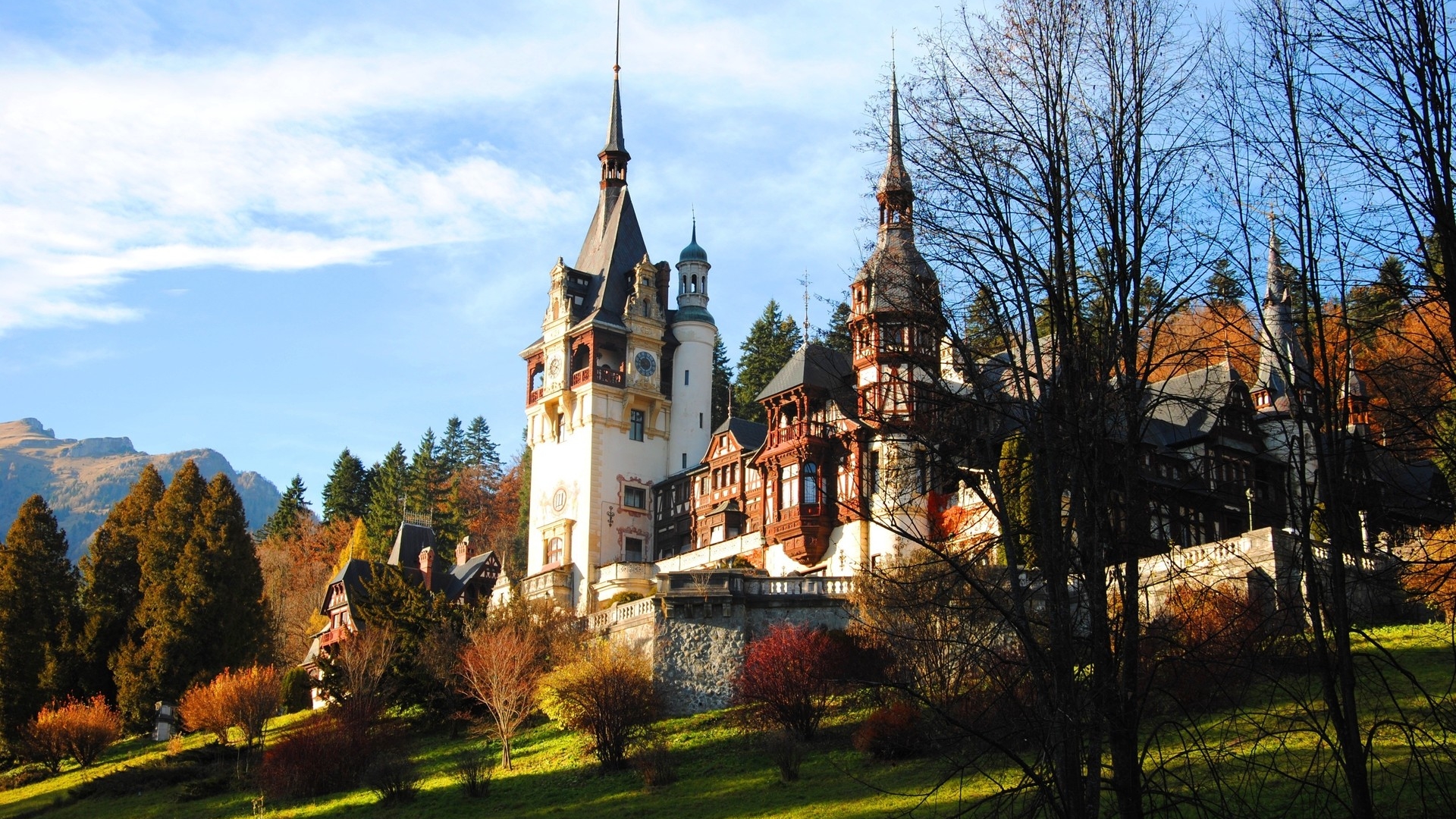 castle, romania, осень