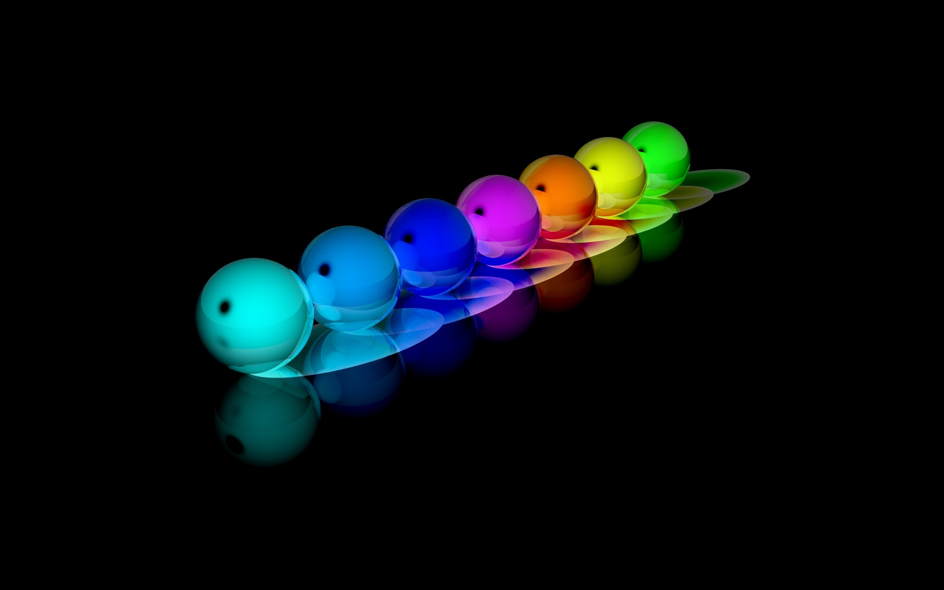 Разноцветные шарики на чёрном фоне