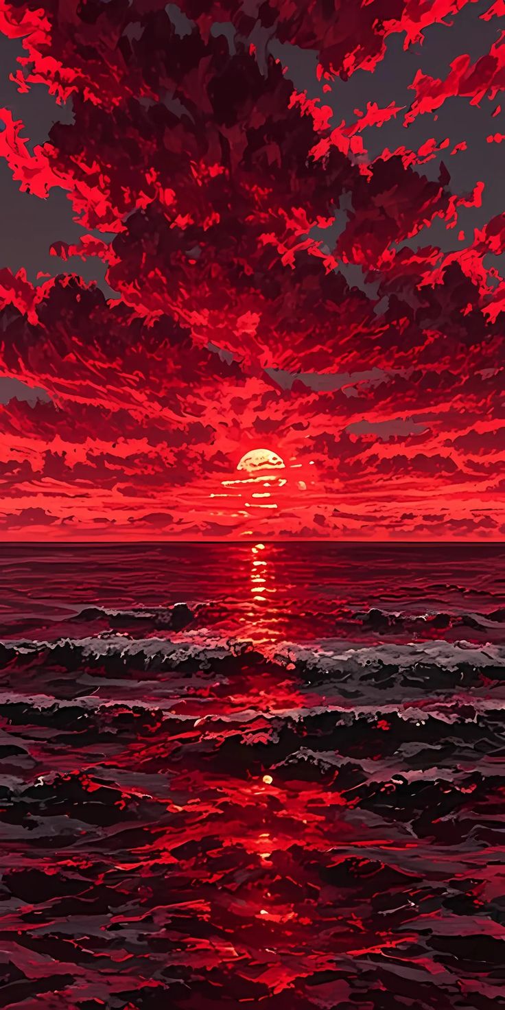 завершение картины заката над океаном