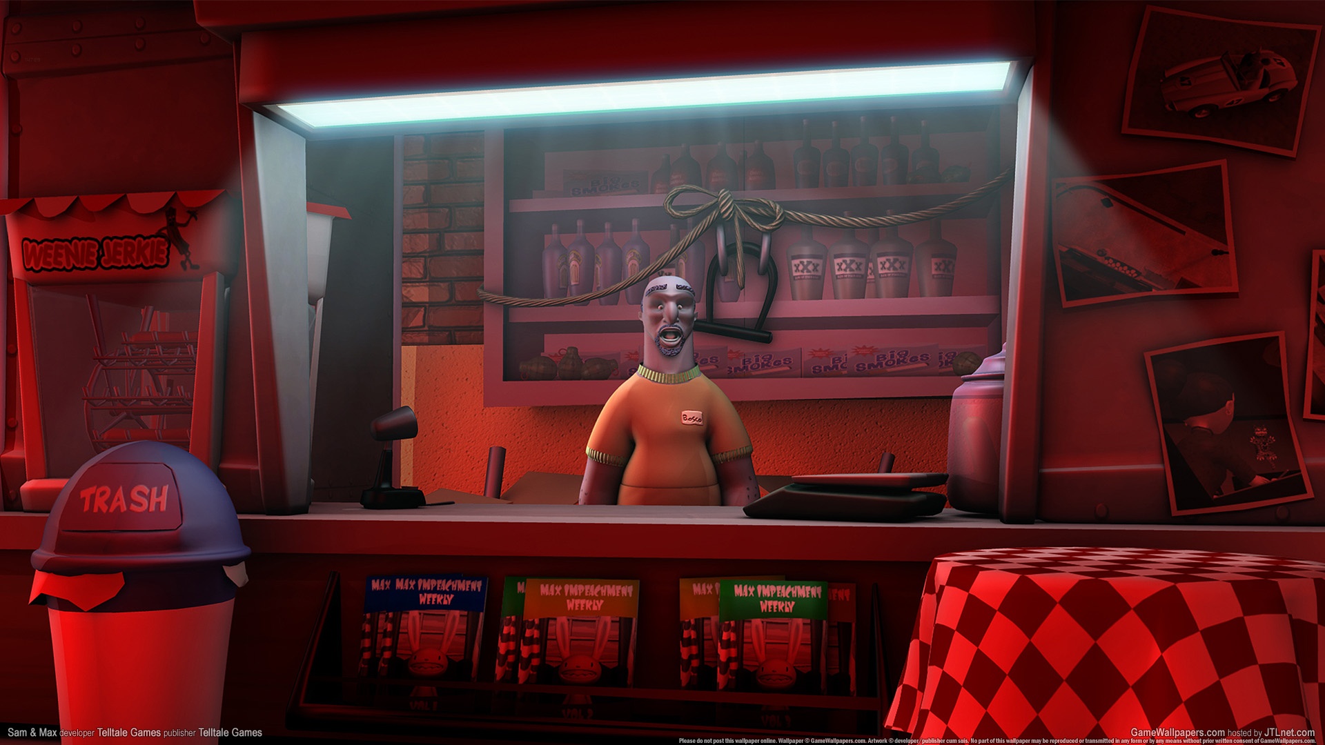 девушки, фонари, бармен