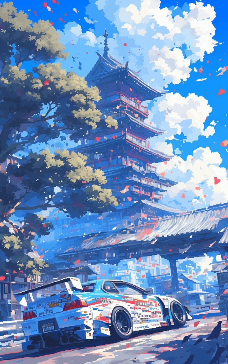 аниме-сценарии женщины и мужчины, стоящего перед зданием