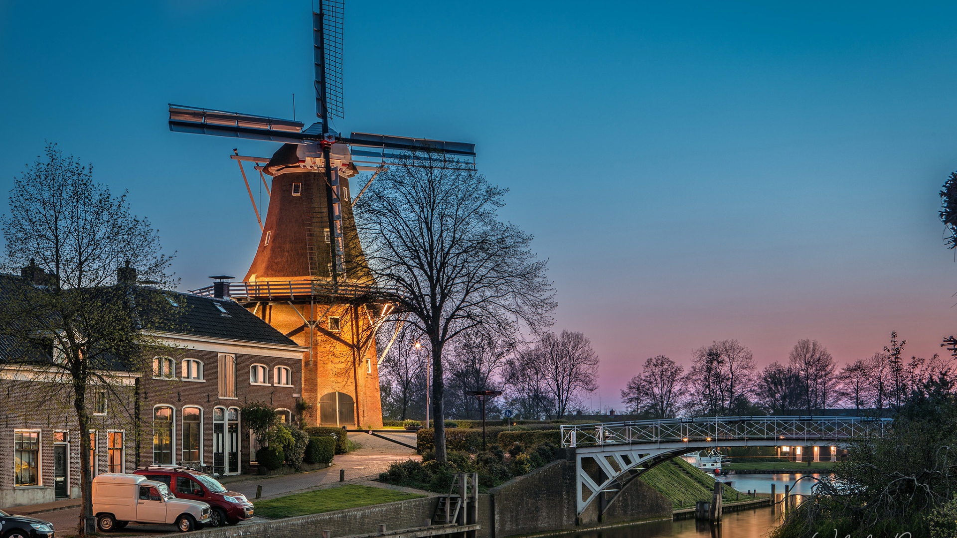 вечер, dokkum, нидерланды