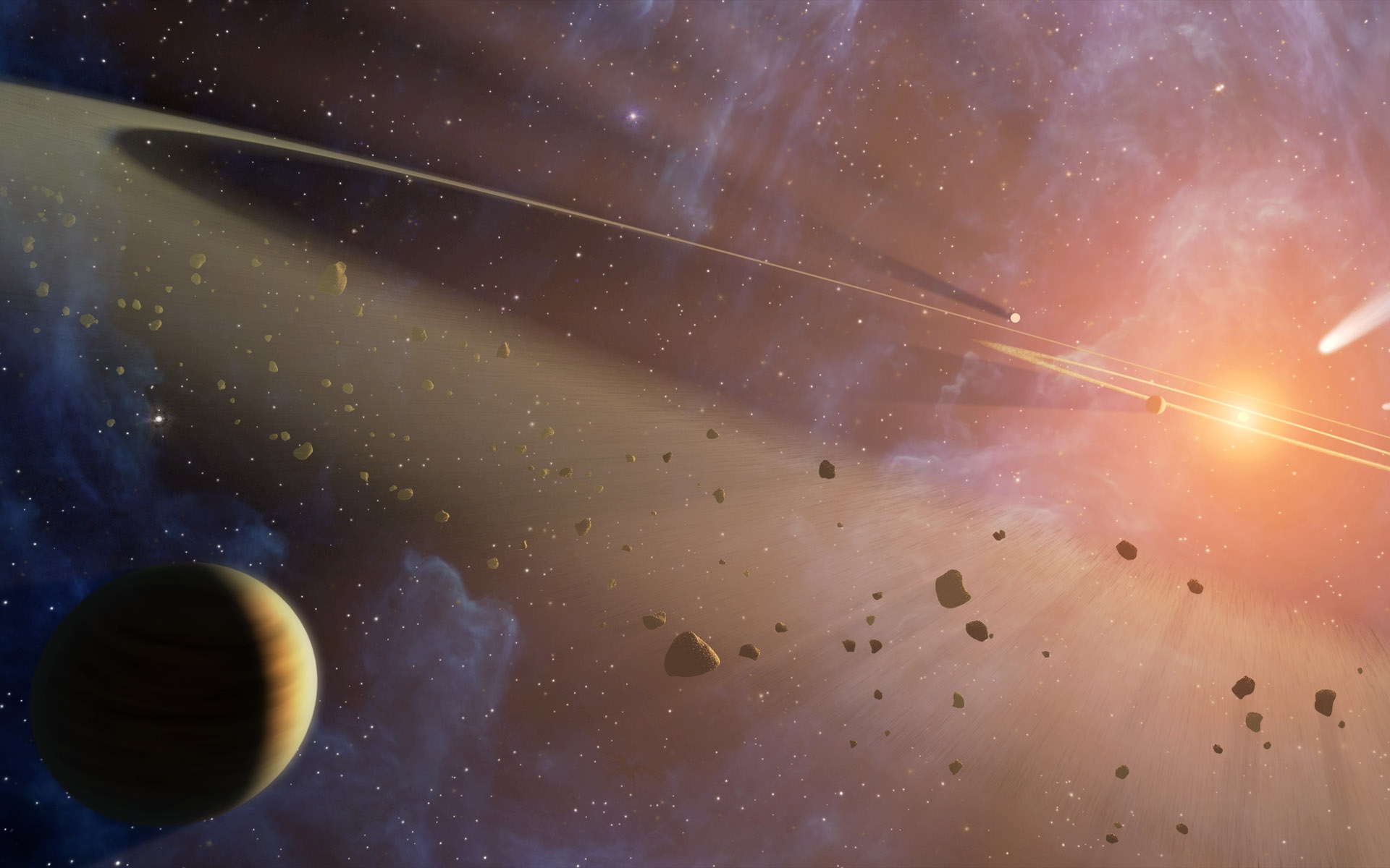 женщина видит планету со звездой на заднем плане