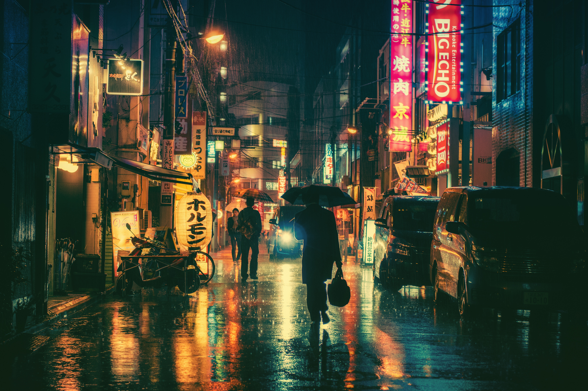 tokio, город, дождь