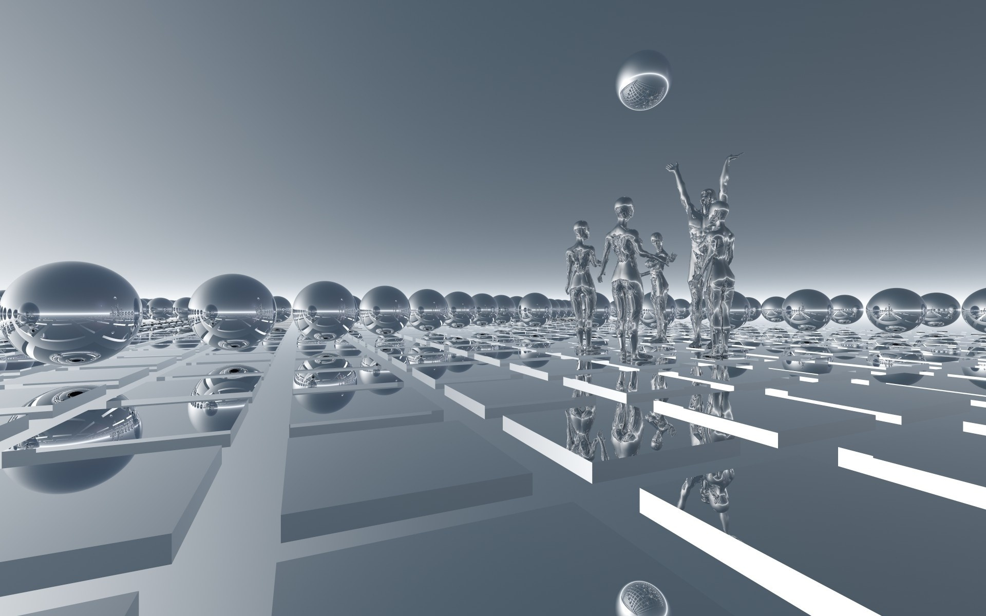 многие люди стоят в лабиринте с шаром в воздухе