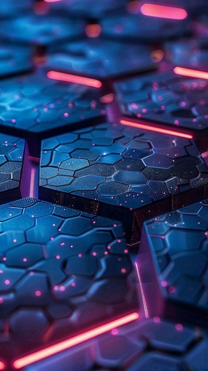 на столе четыре куска голубой и розовой светящейся плитки