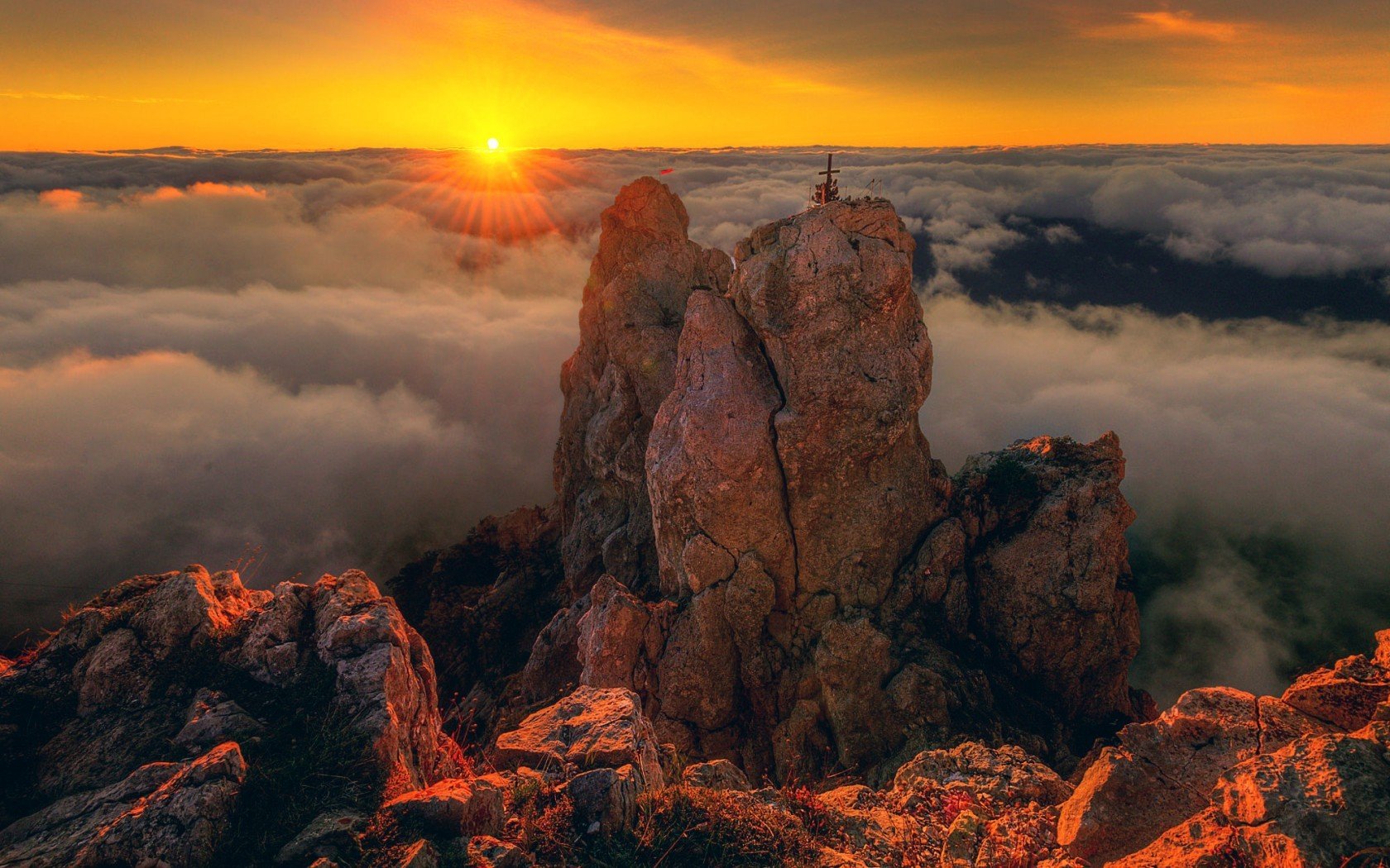 закат, облака, пейзаж