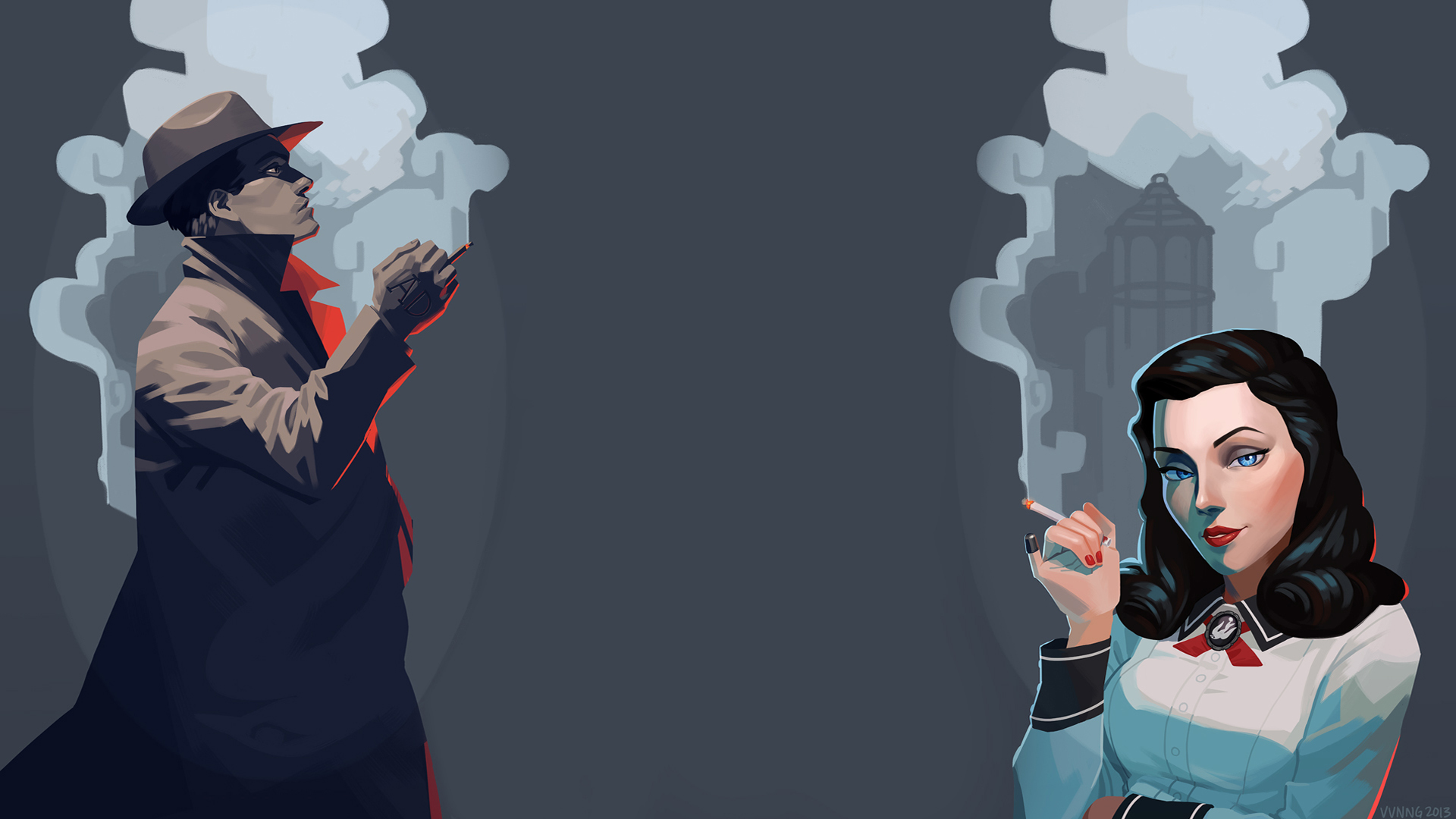 есть два человека, которые курят в темноте