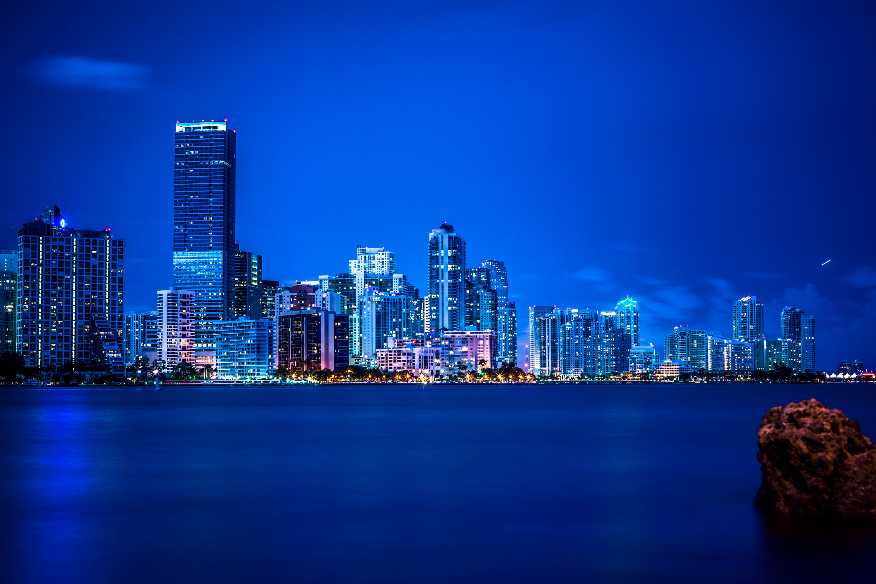 город, ночь, miami