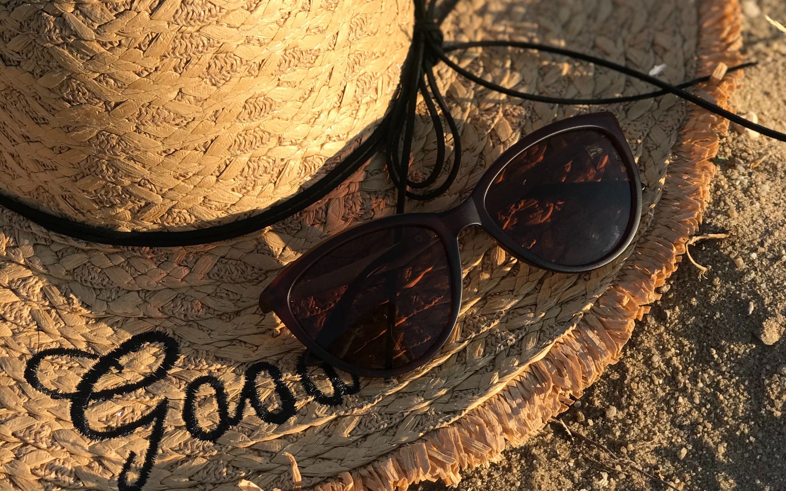 очки, шляпа, браун