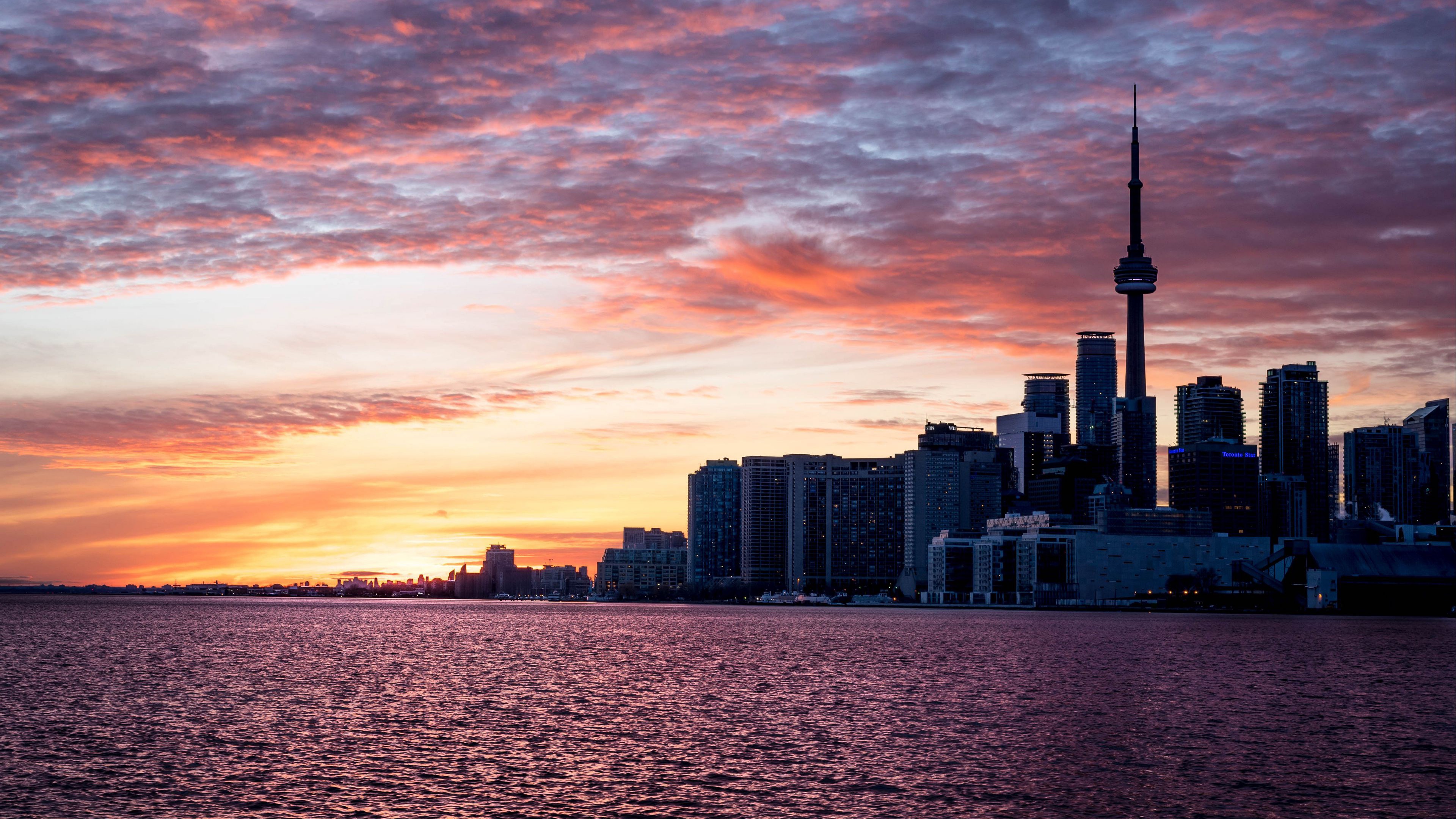 toronto, закат, город