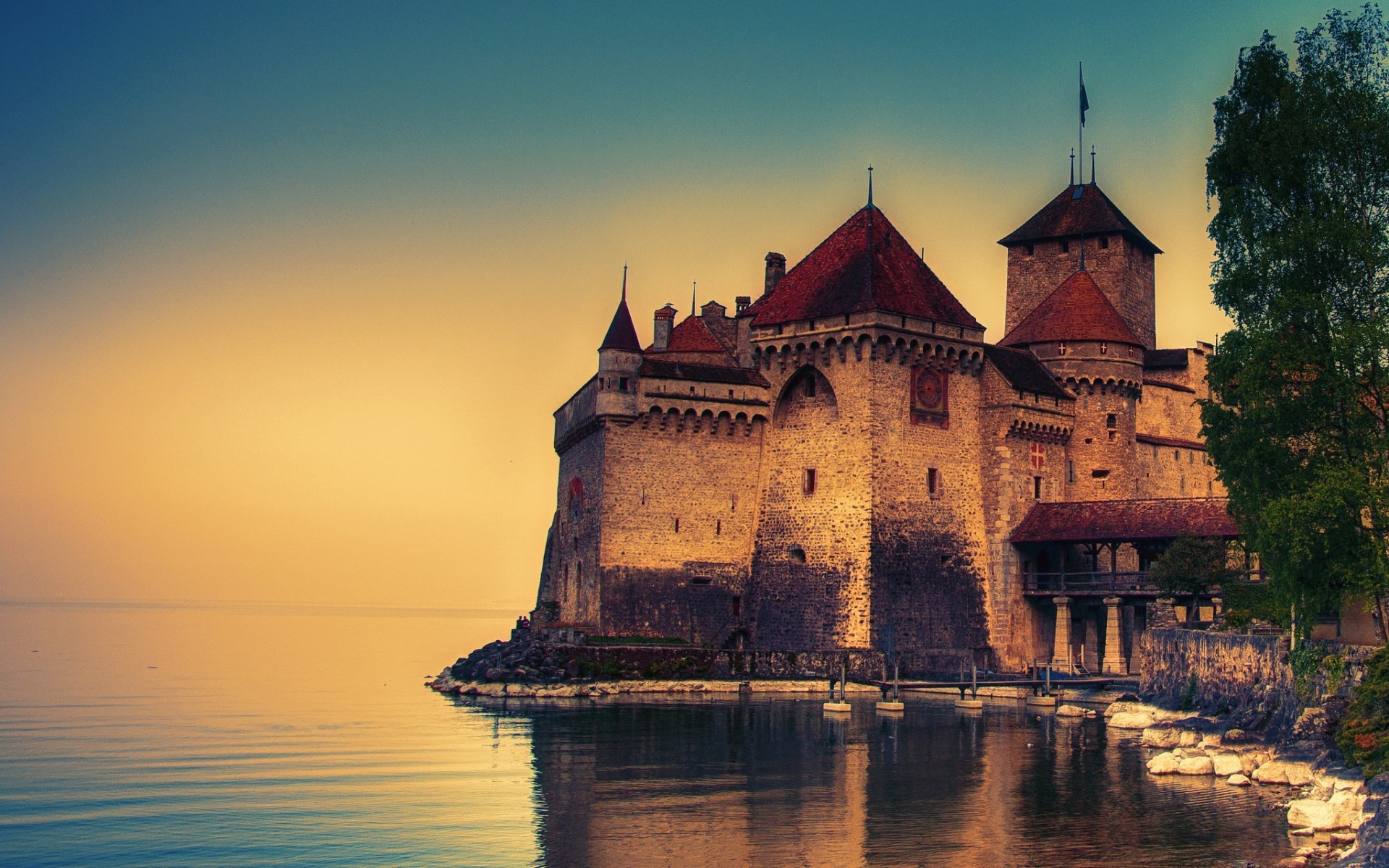 chillon, castle, озеро