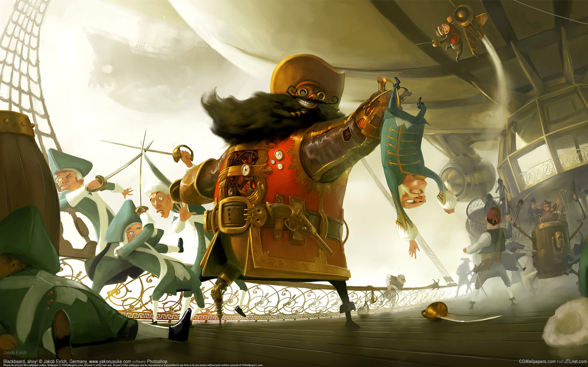 steampunk, корабль, пиратский