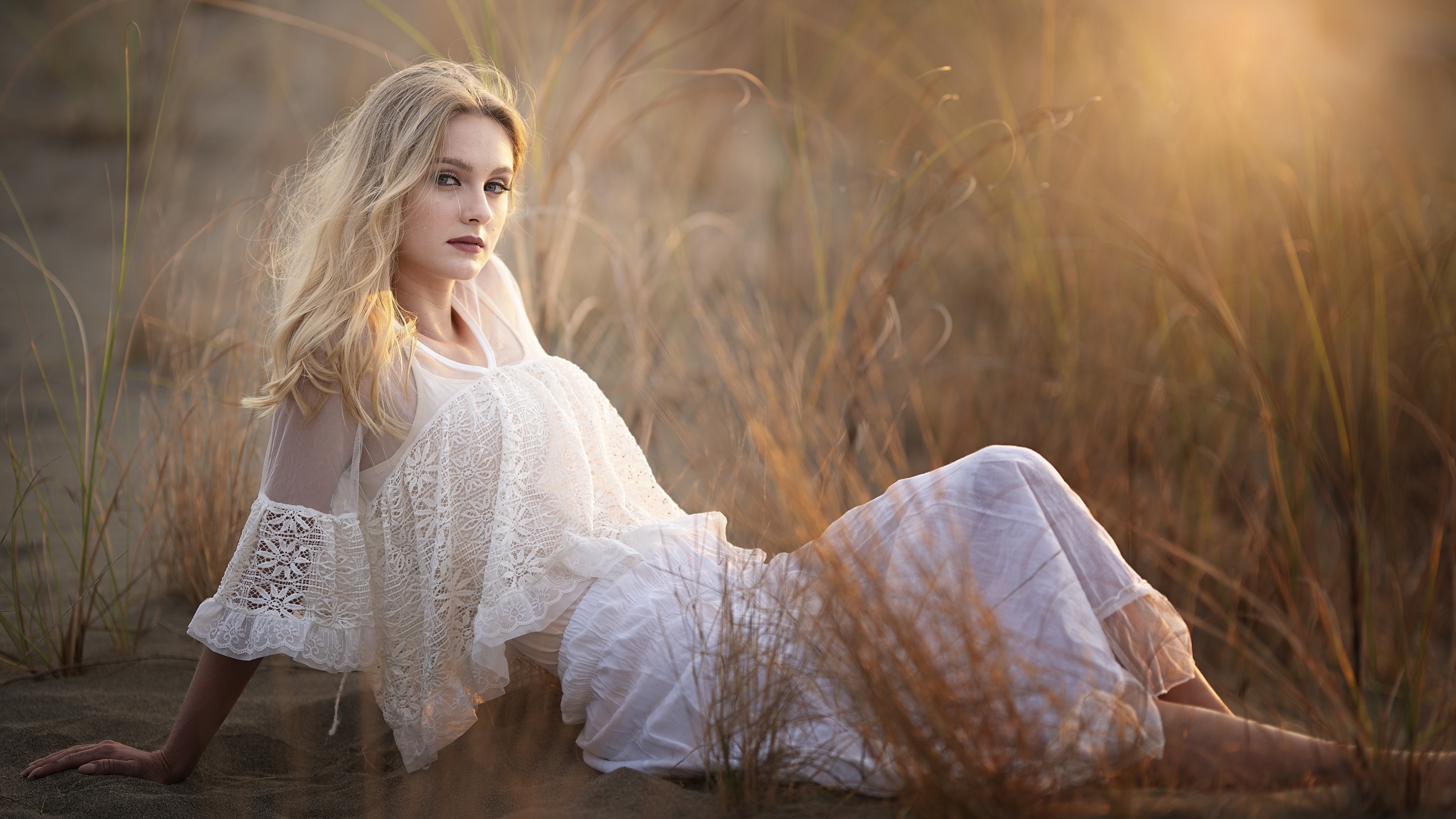 платье, blonde, девушка