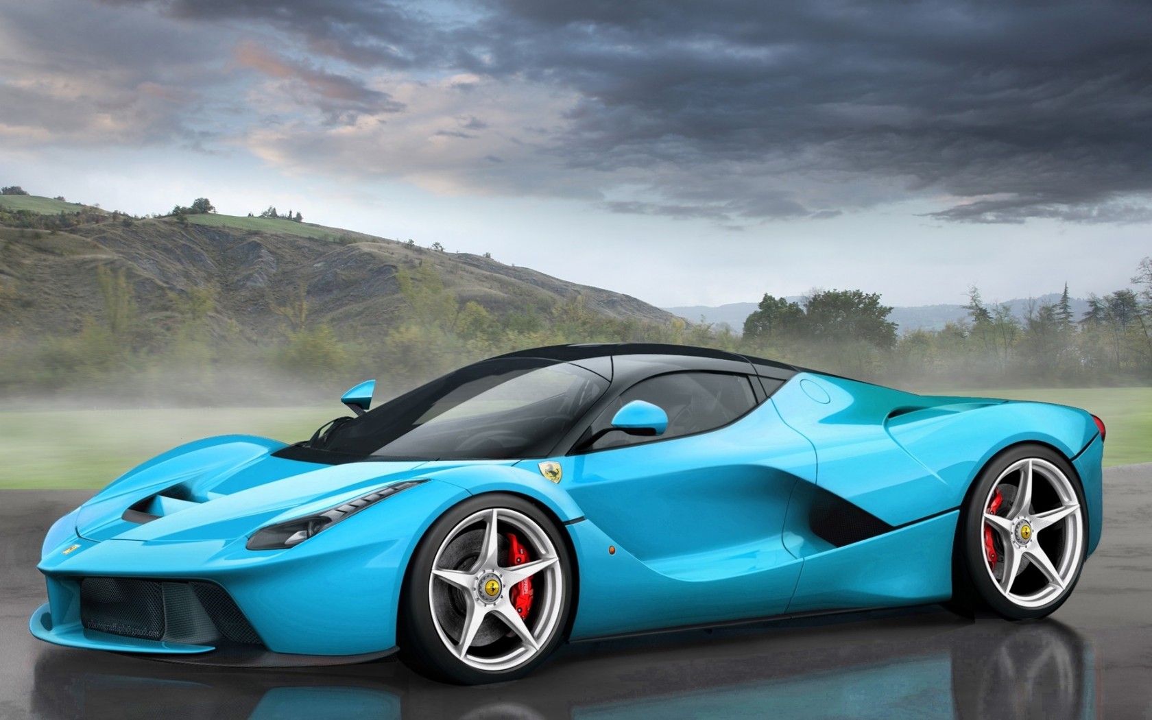ferrari, laferrari, blue