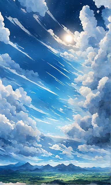 картина неба с облаками и полной луной