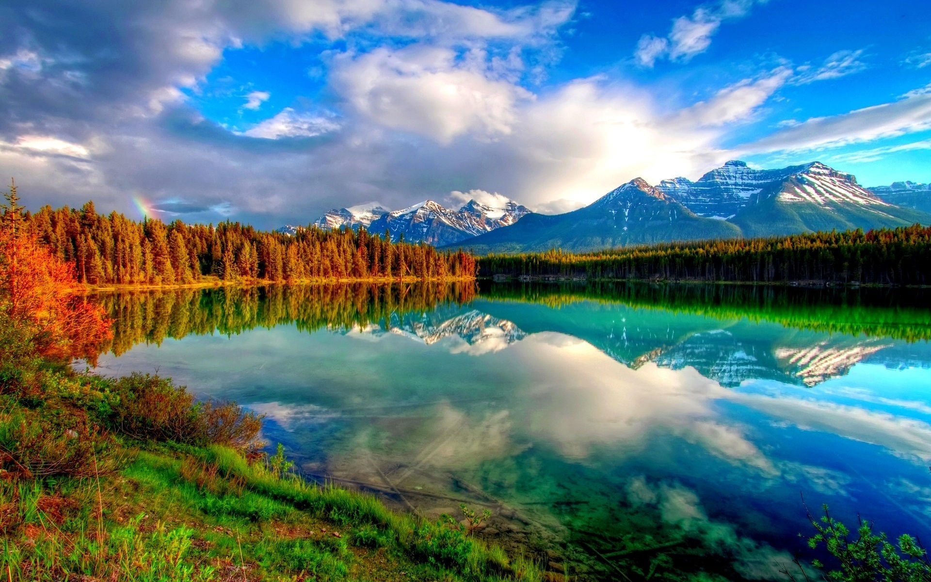 природа деревья горы облака озеро nature trees mountains clouds the lake без смс