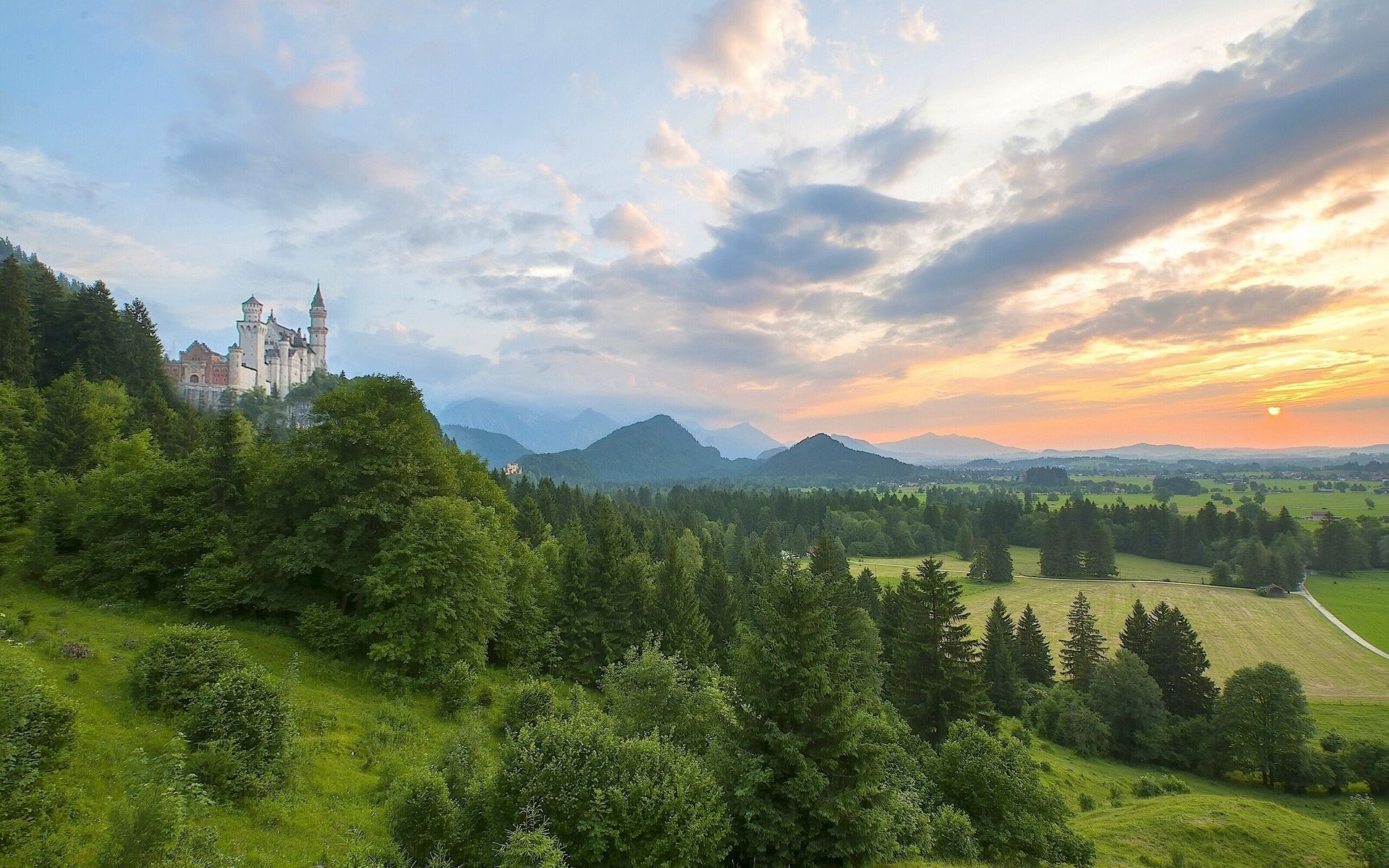 горы, бавария, нойшванштайн