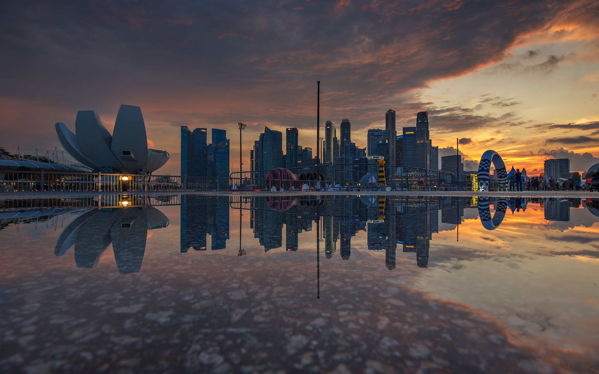 singapore, отражение, город