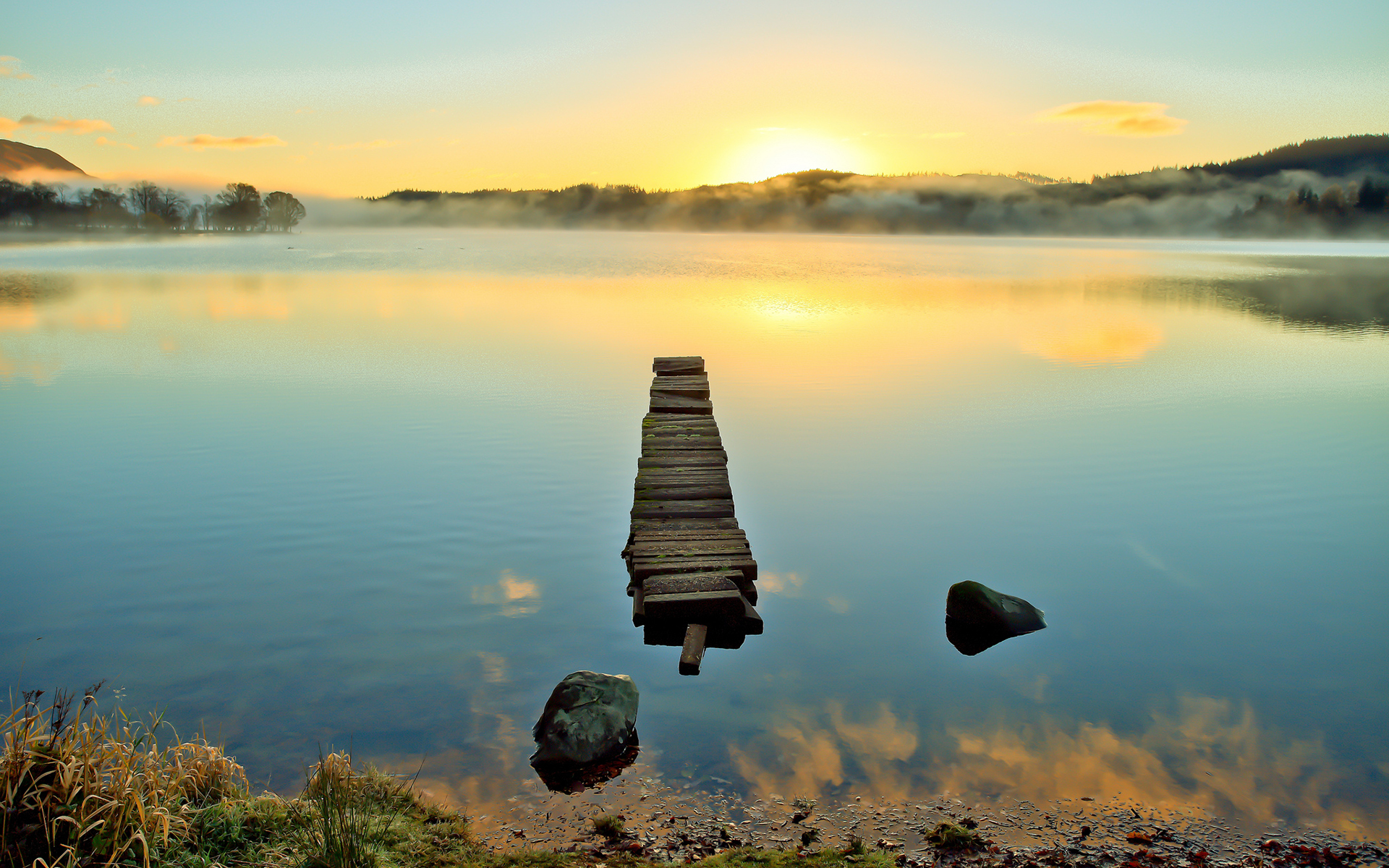 muelle, naturaleza, paisaje