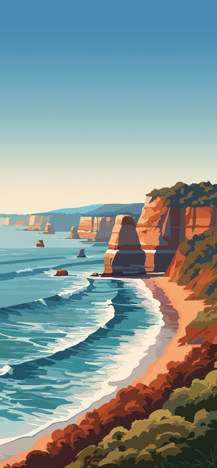 есть картина пляжа со скалой и океаном