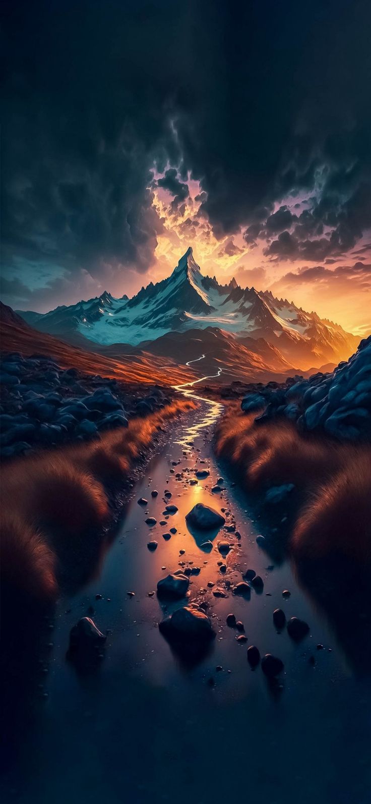 близость потока воды вблизи горы