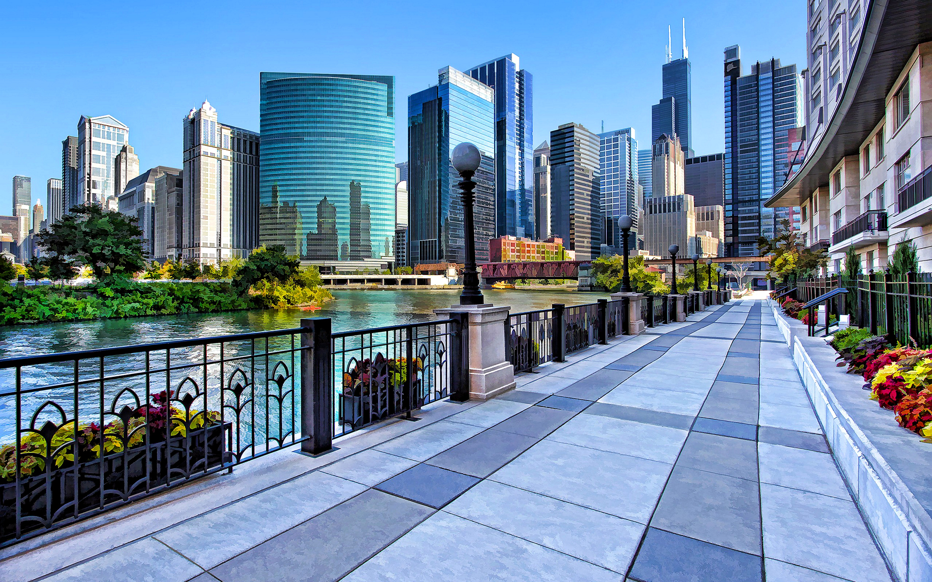 chicago, сша, тротуар