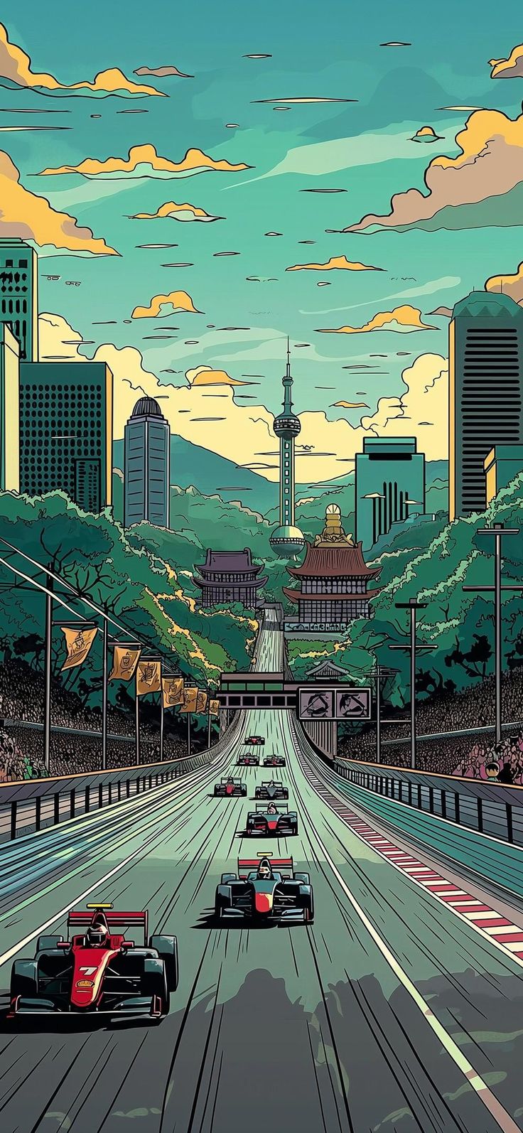 мультфильм о городе с большим количеством автомобилей на дороге