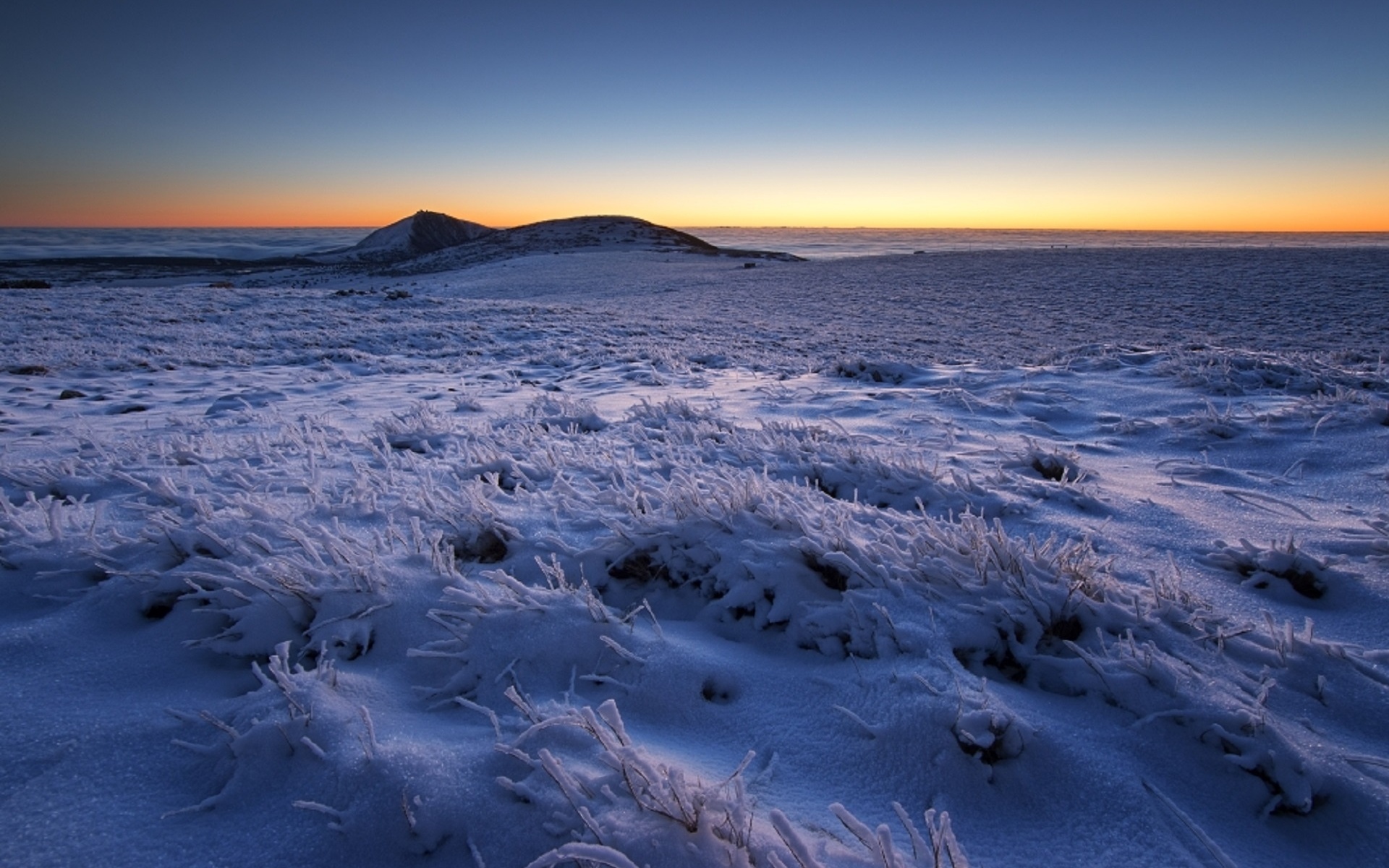 гора, восход, снег