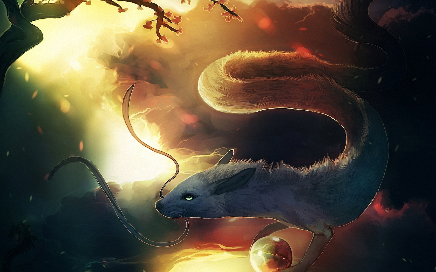 аниме-сцена мыши и крысы на дереве