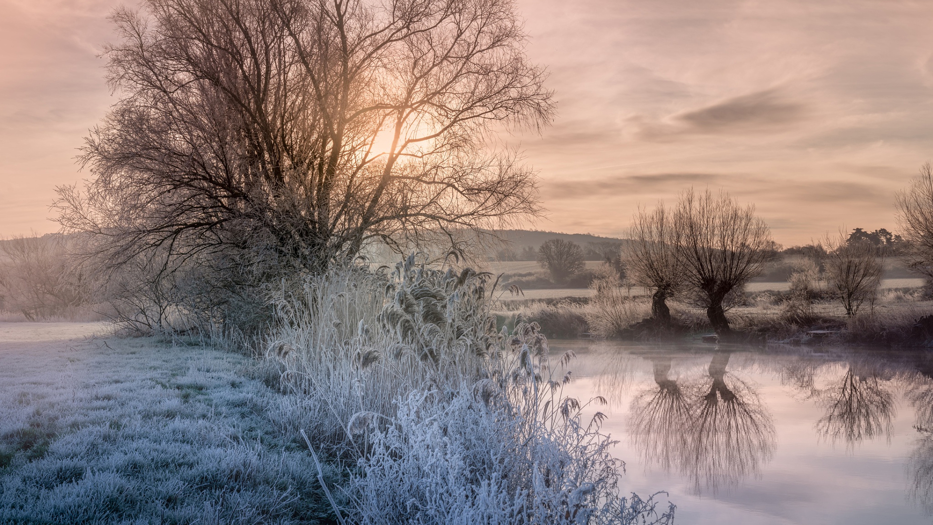 иней, небо, облако