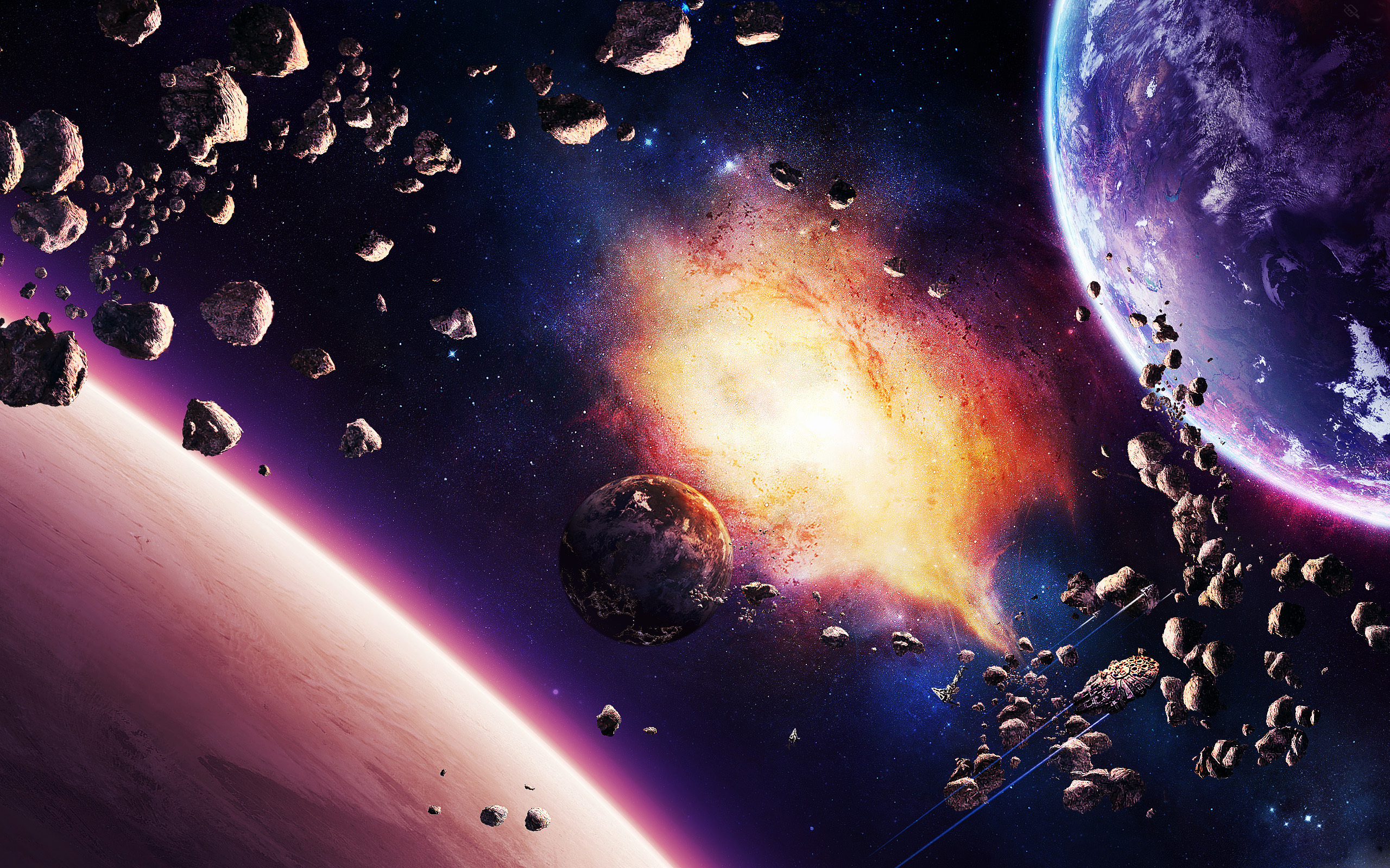 espacio, explosión, pantalla