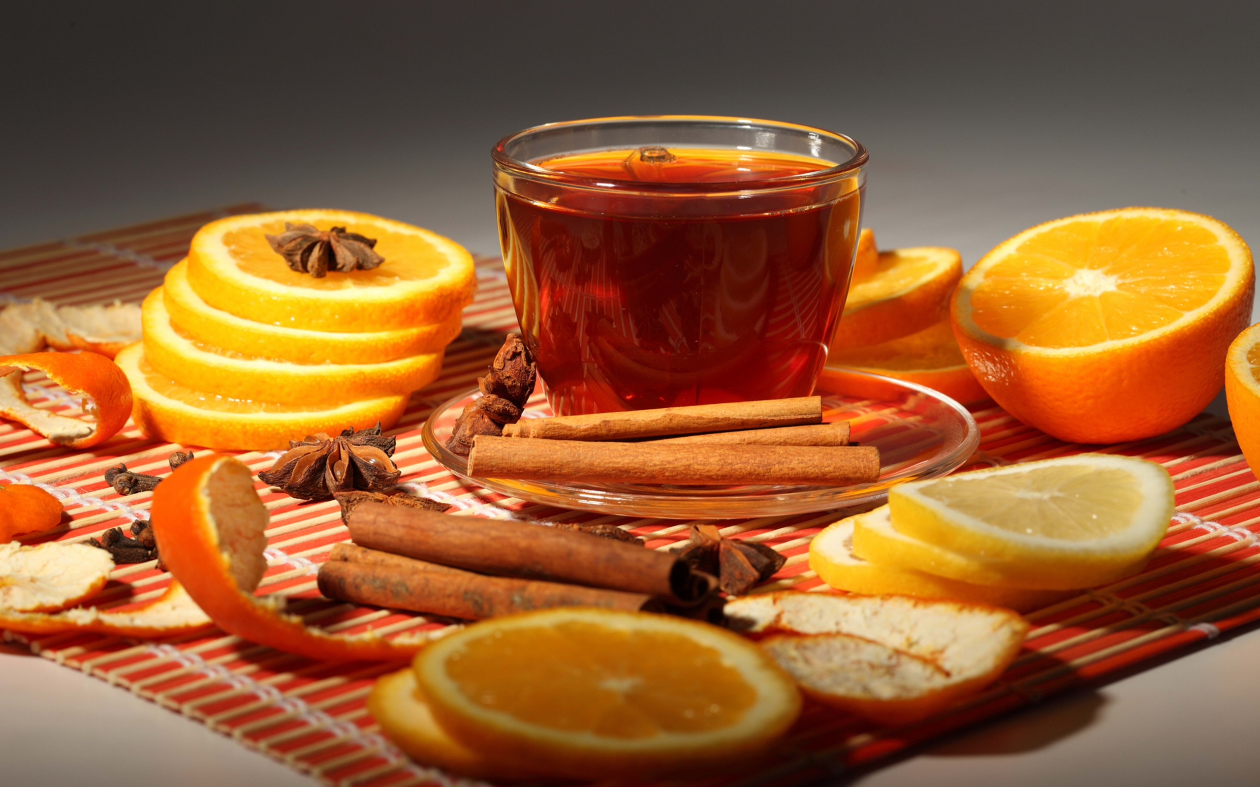 чая, апельсином, корицей